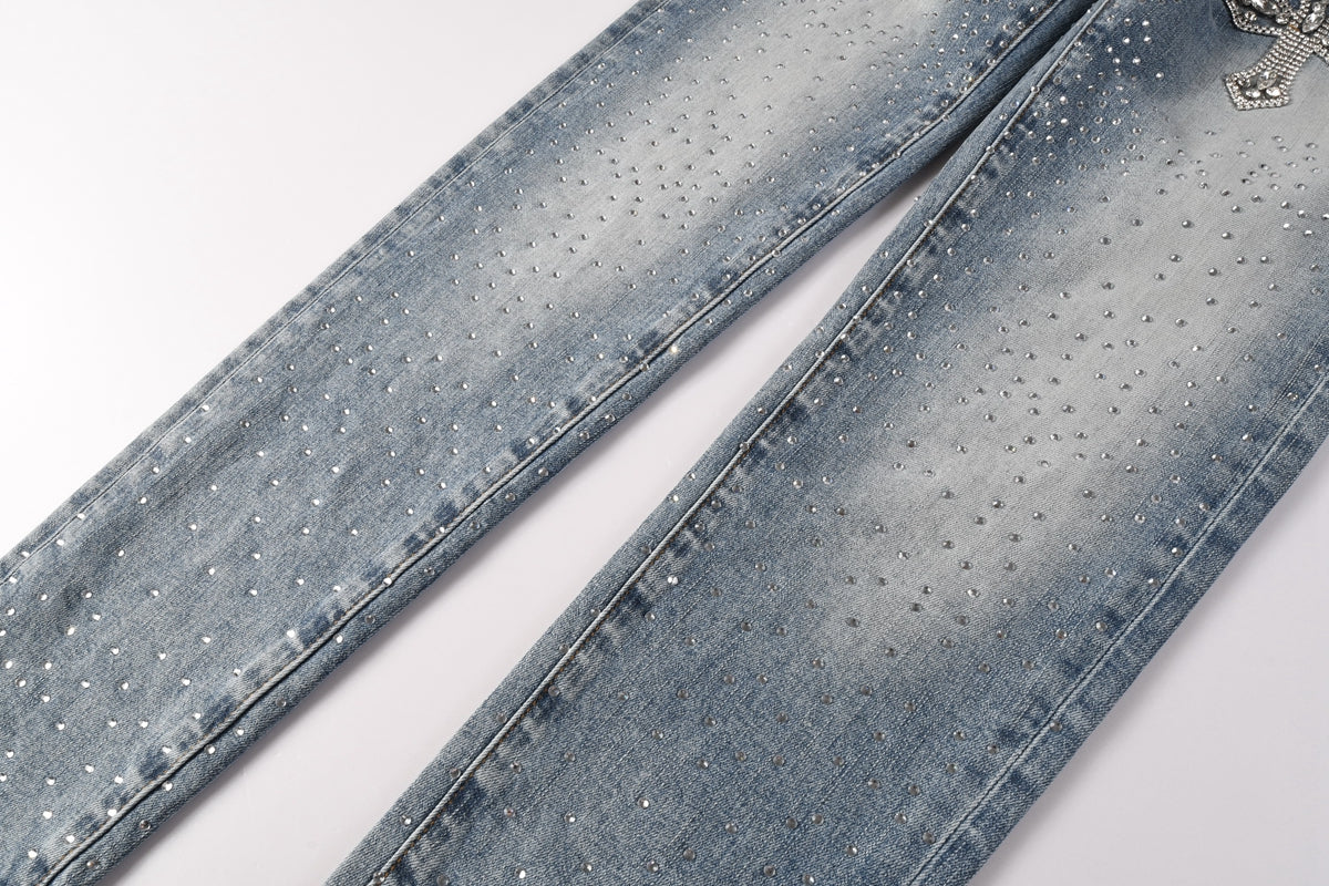 Purple Brand Crystal Diamond Jeans #9132